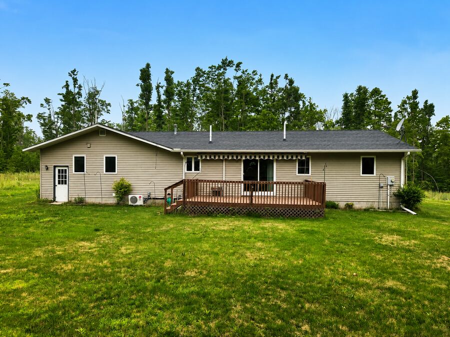 Rear elevation and wood deck